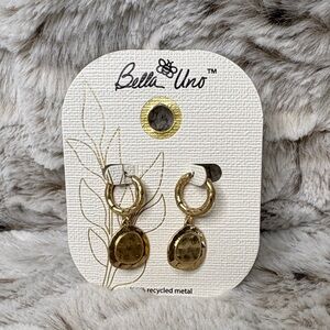 Bella Uno Gold Tone Pierced Earrings. Hammered Look